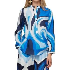 NEW GALERIA metis silk shirt in liquid blue